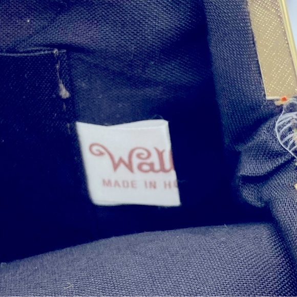 Vintage Walborg Petit Point Floral Tapestry Black Purse Clutch Evening Bag - Picture 9 of 15